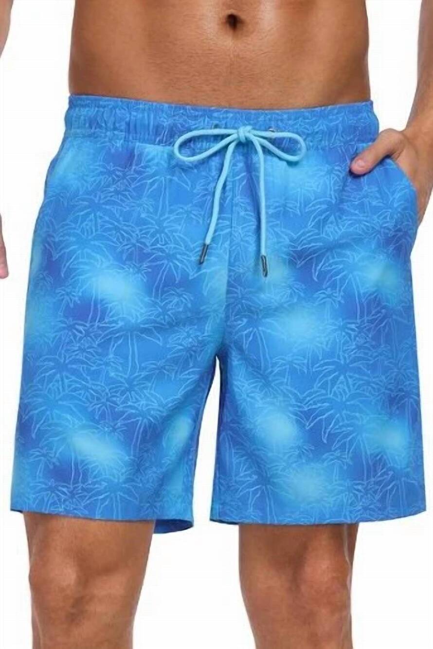 NEW MARINA THREADS palm tree retro swim trunks in blue